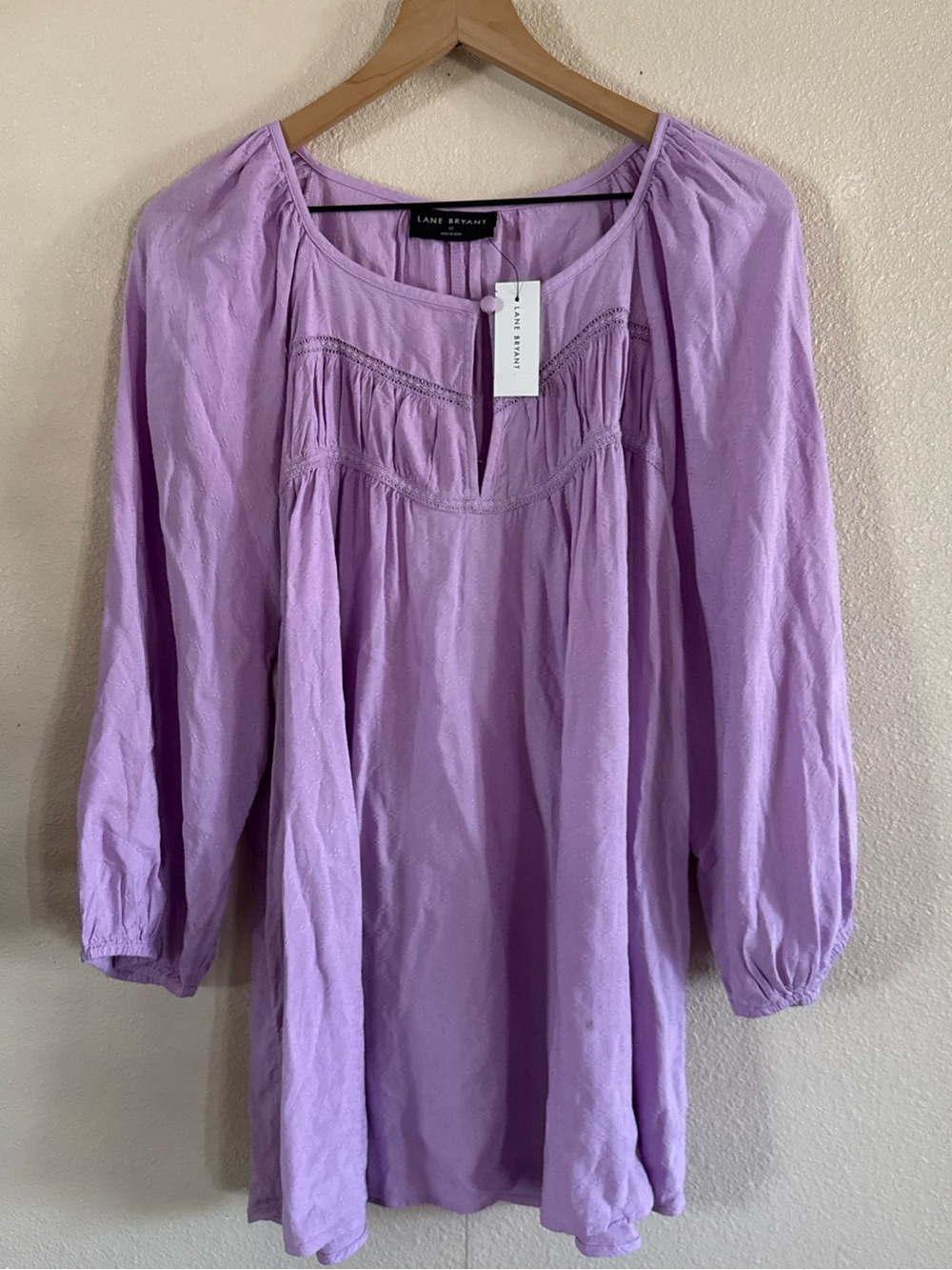 Lane Bryant Lavender Peasant Tunic Top